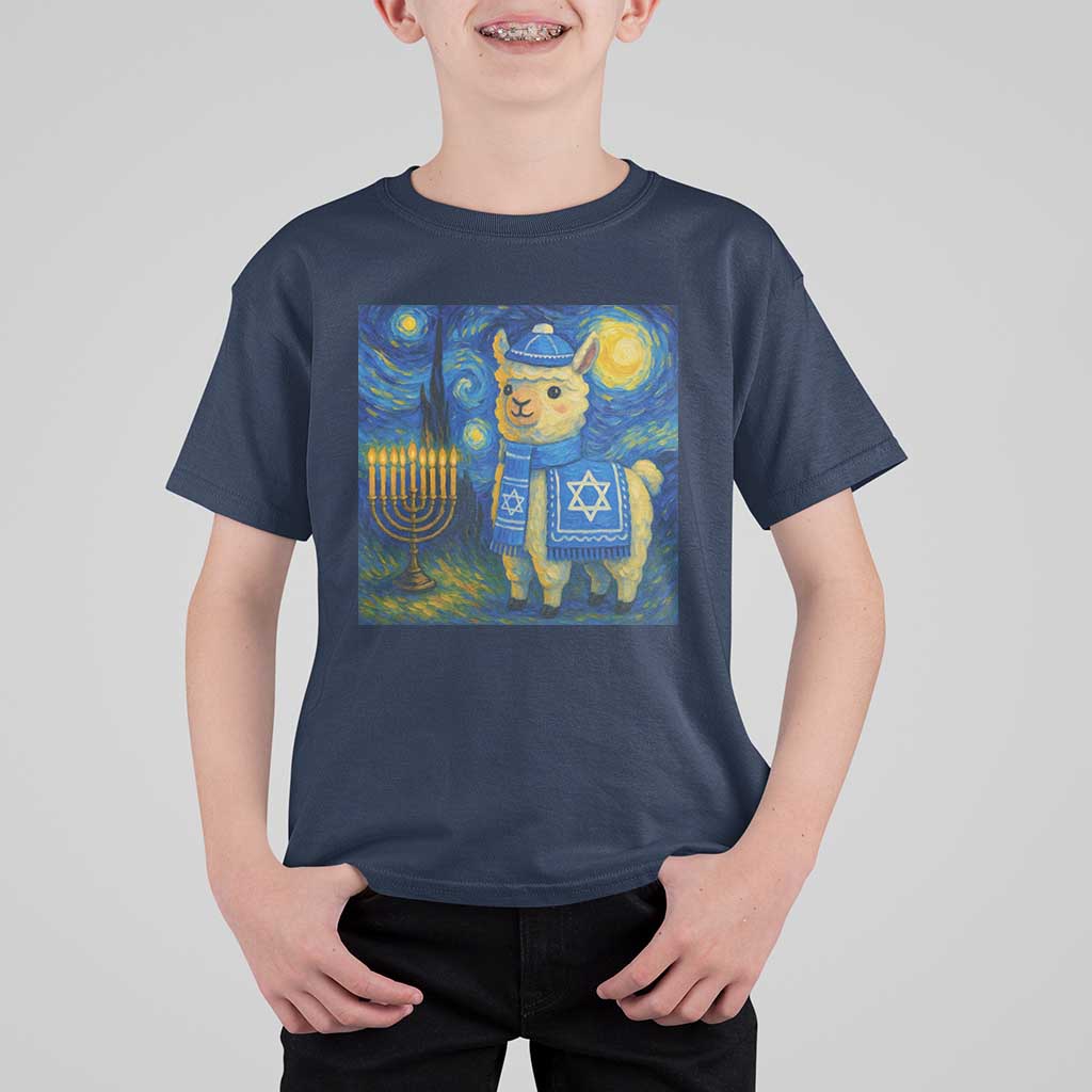 Starry Hanukkah Night T Shirt For Kid Funny Llama Jewish Holiday Gift - Wonder Print Shop