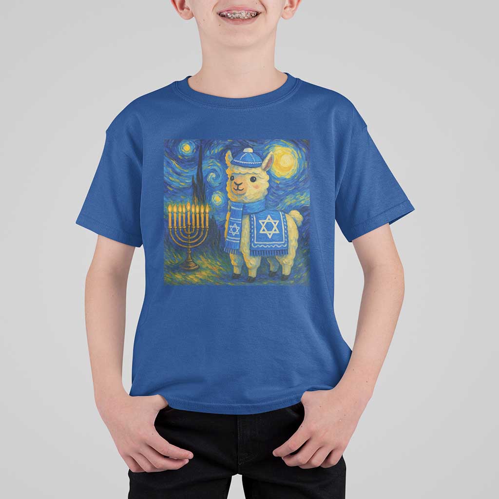 Starry Hanukkah Night T Shirt For Kid Funny Llama Jewish Holiday Gift - Wonder Print Shop
