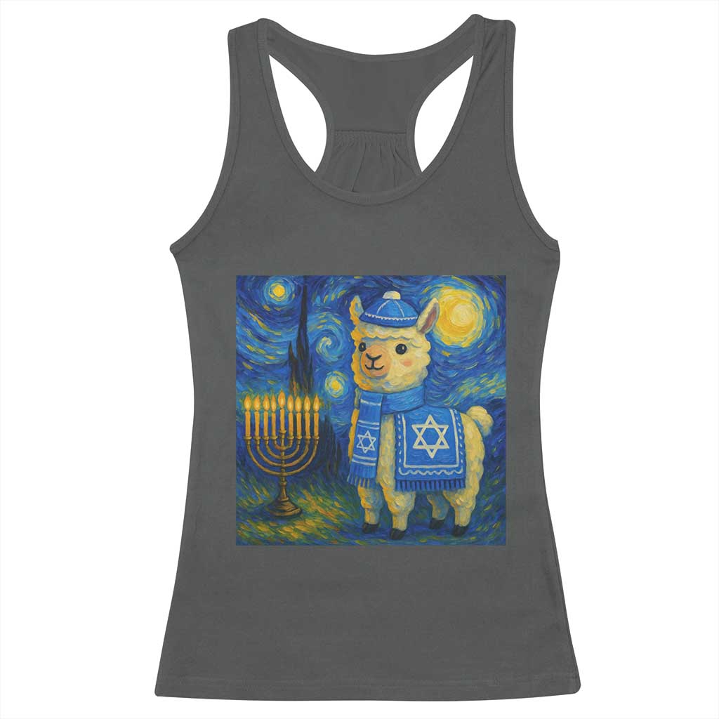 Starry Hanukkah Night Racerback Tank Top Funny Llama Jewish Holiday Gift - Wonder Print Shop