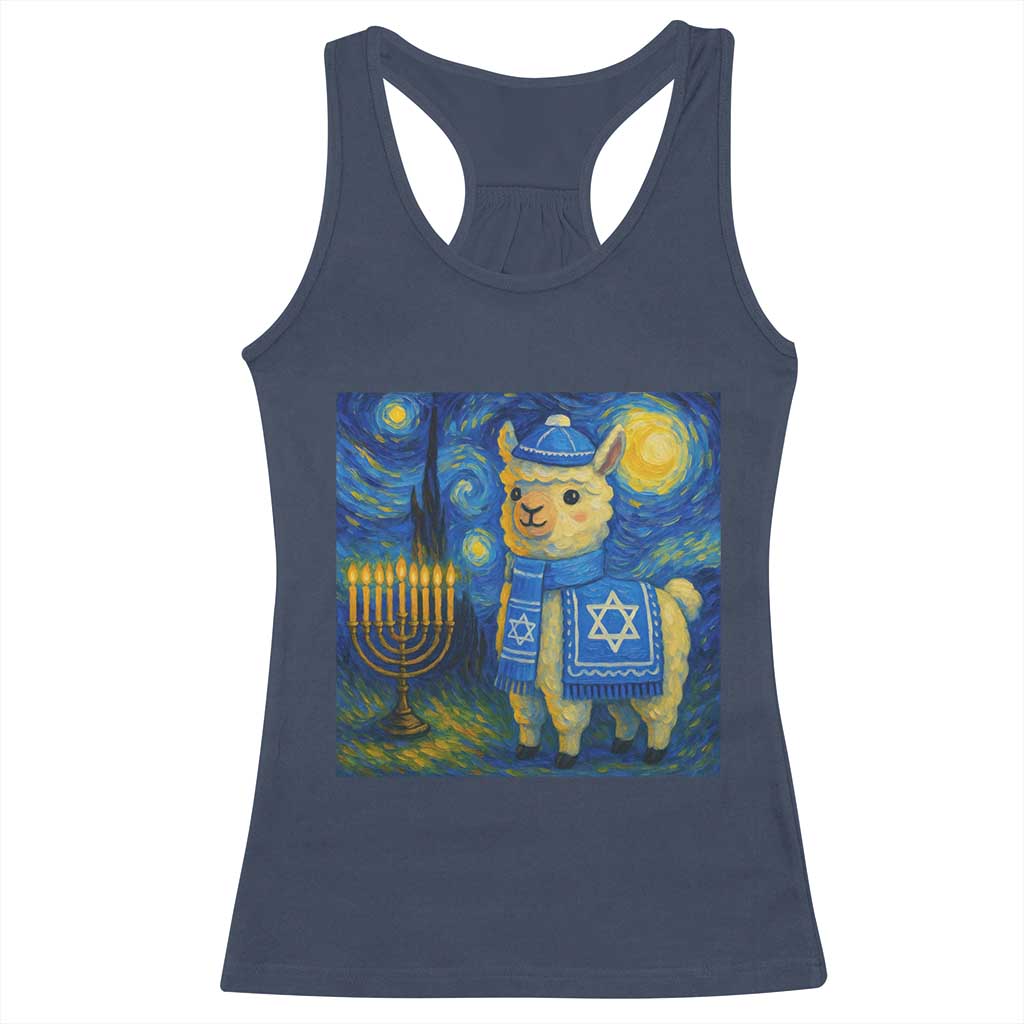 Starry Hanukkah Night Racerback Tank Top Funny Llama Jewish Holiday Gift - Wonder Print Shop