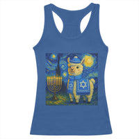 Starry Hanukkah Night Racerback Tank Top Funny Llama Jewish Holiday Gift - Wonder Print Shop