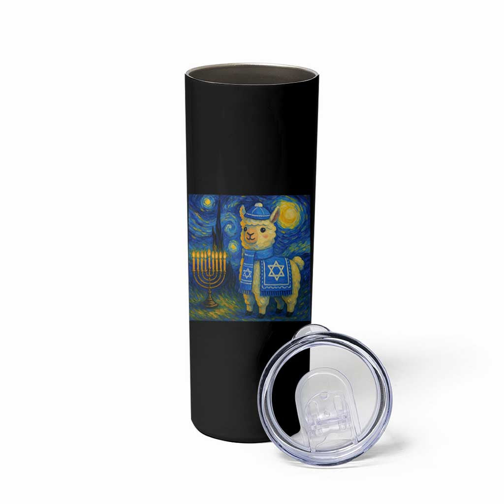 Starry Hanukkah Night Skinny Tumbler Funny Llama Jewish Holiday Gift - Wonder Print Shop