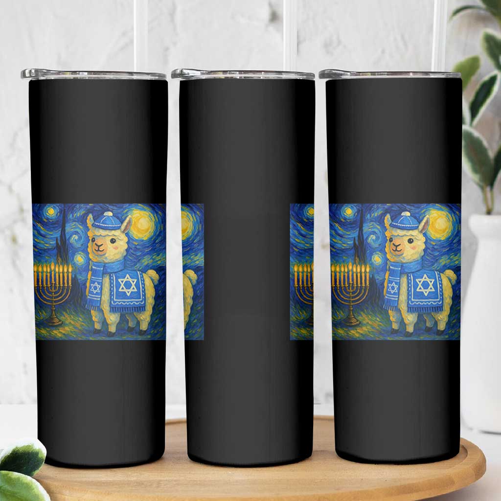 Starry Hanukkah Night Skinny Tumbler Funny Llama Jewish Holiday Gift - Wonder Print Shop