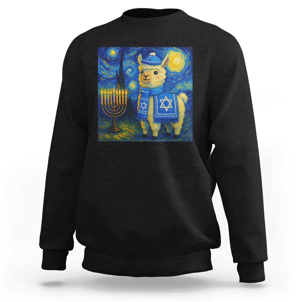 Starry Hanukkah Night Sweatshirt Funny Llama Jewish Holiday Gift - Wonder Print Shop