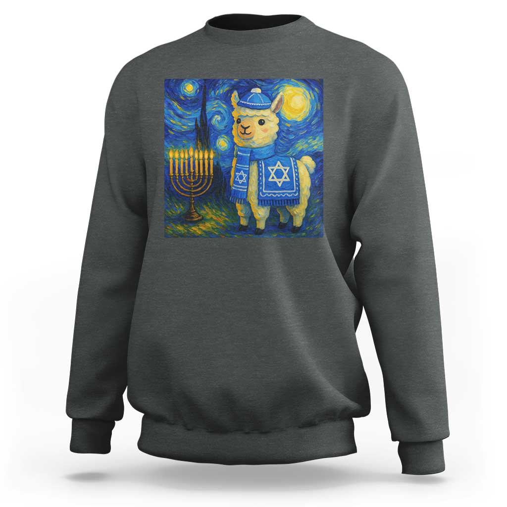 Starry Hanukkah Night Sweatshirt Funny Llama Jewish Holiday Gift - Wonder Print Shop