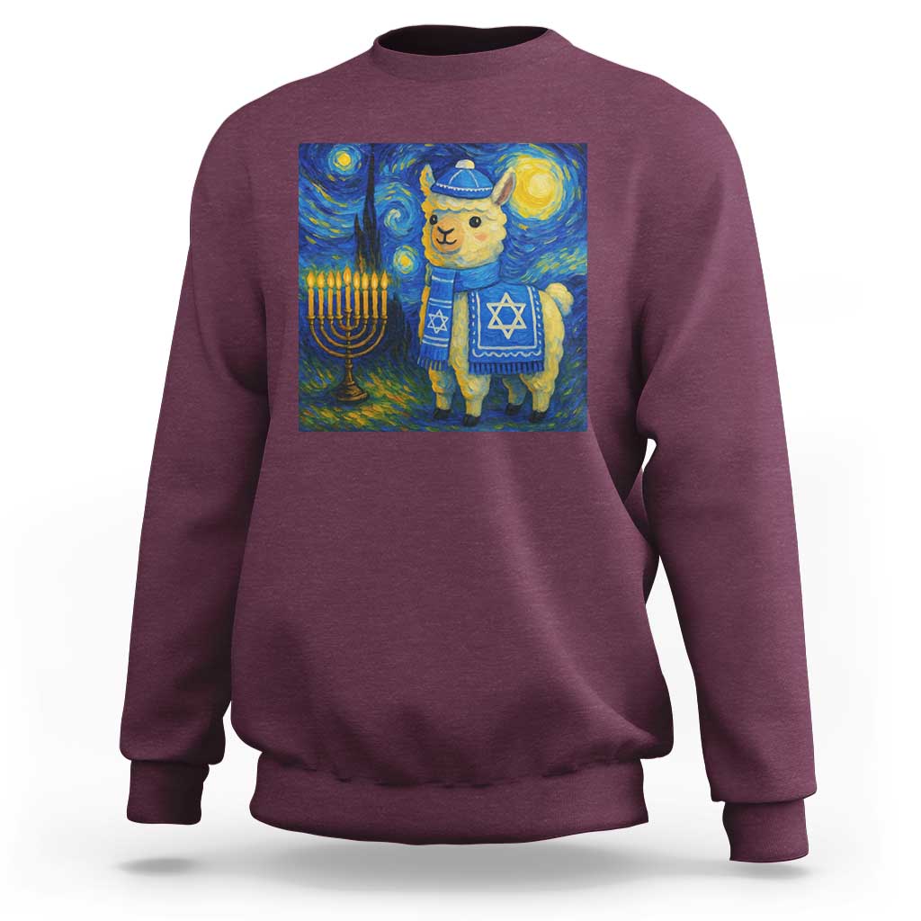 Starry Hanukkah Night Sweatshirt Funny Llama Jewish Holiday Gift - Wonder Print Shop