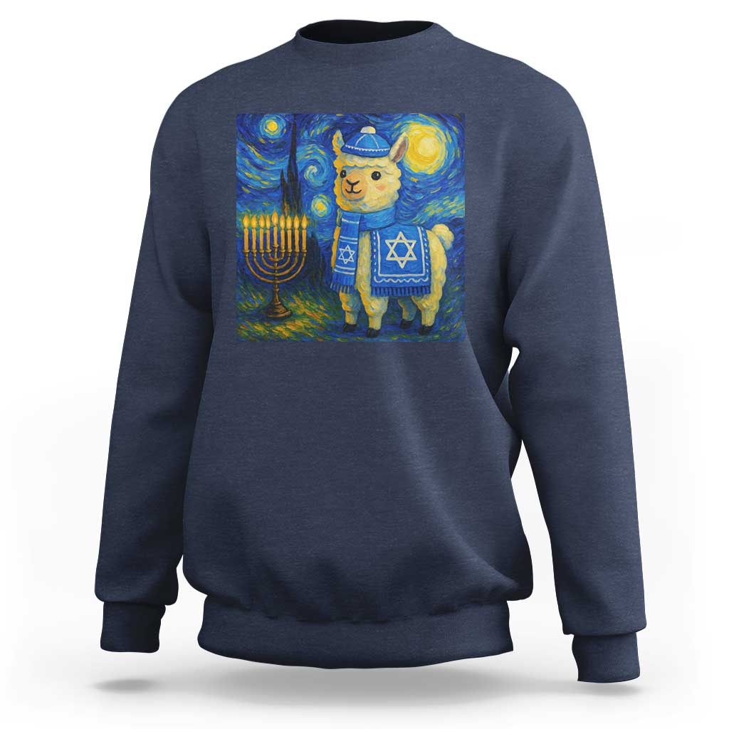 Starry Hanukkah Night Sweatshirt Funny Llama Jewish Holiday Gift - Wonder Print Shop
