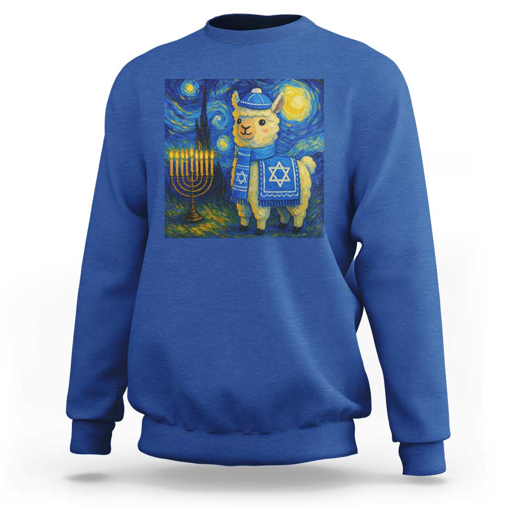 Starry Hanukkah Night Sweatshirt Funny Llama Jewish Holiday Gift - Wonder Print Shop