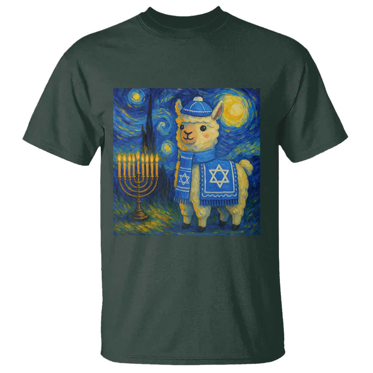 Starry Hanukkah Night T Shirt Funny Llama Jewish Holiday Gift - Wonder Print Shop