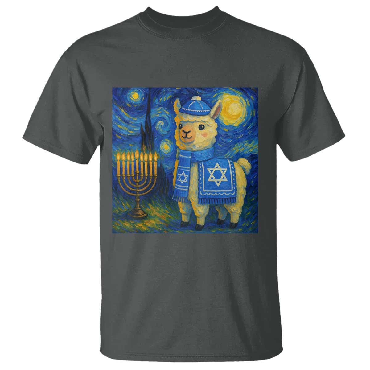 Starry Hanukkah Night T Shirt Funny Llama Jewish Holiday Gift - Wonder Print Shop