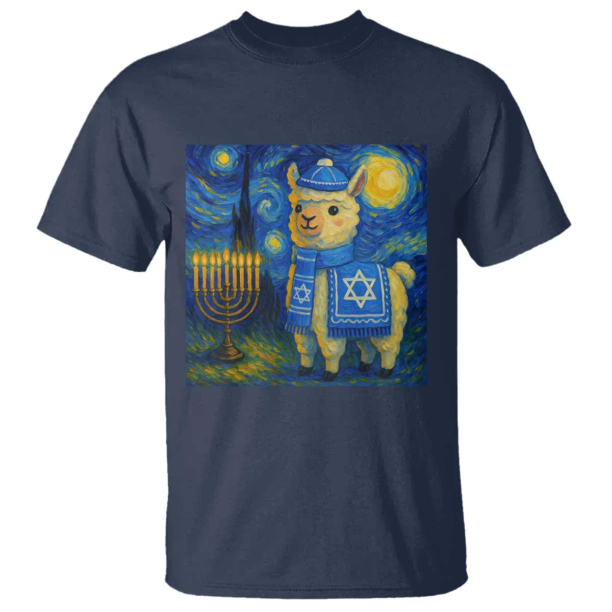 Starry Hanukkah Night T Shirt Funny Llama Jewish Holiday Gift - Wonder Print Shop