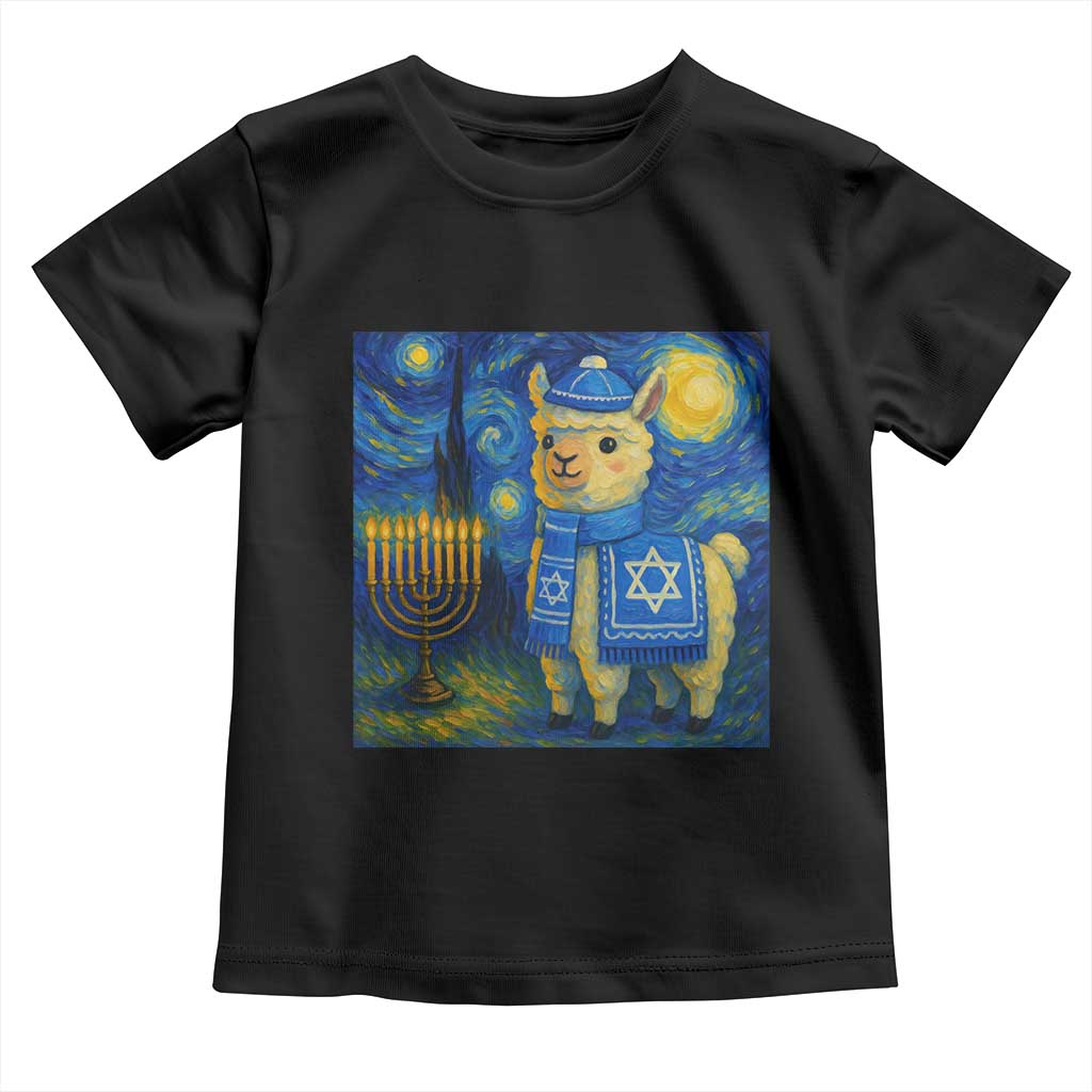 Starry Hanukkah Night Toddler T Shirt Funny Llama Jewish Holiday Gift - Wonder Print Shop
