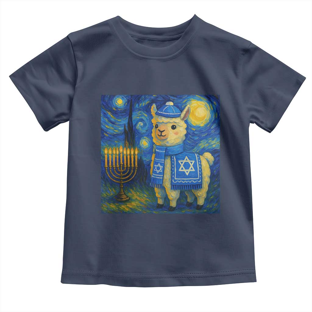 Starry Hanukkah Night Toddler T Shirt Funny Llama Jewish Holiday Gift - Wonder Print Shop