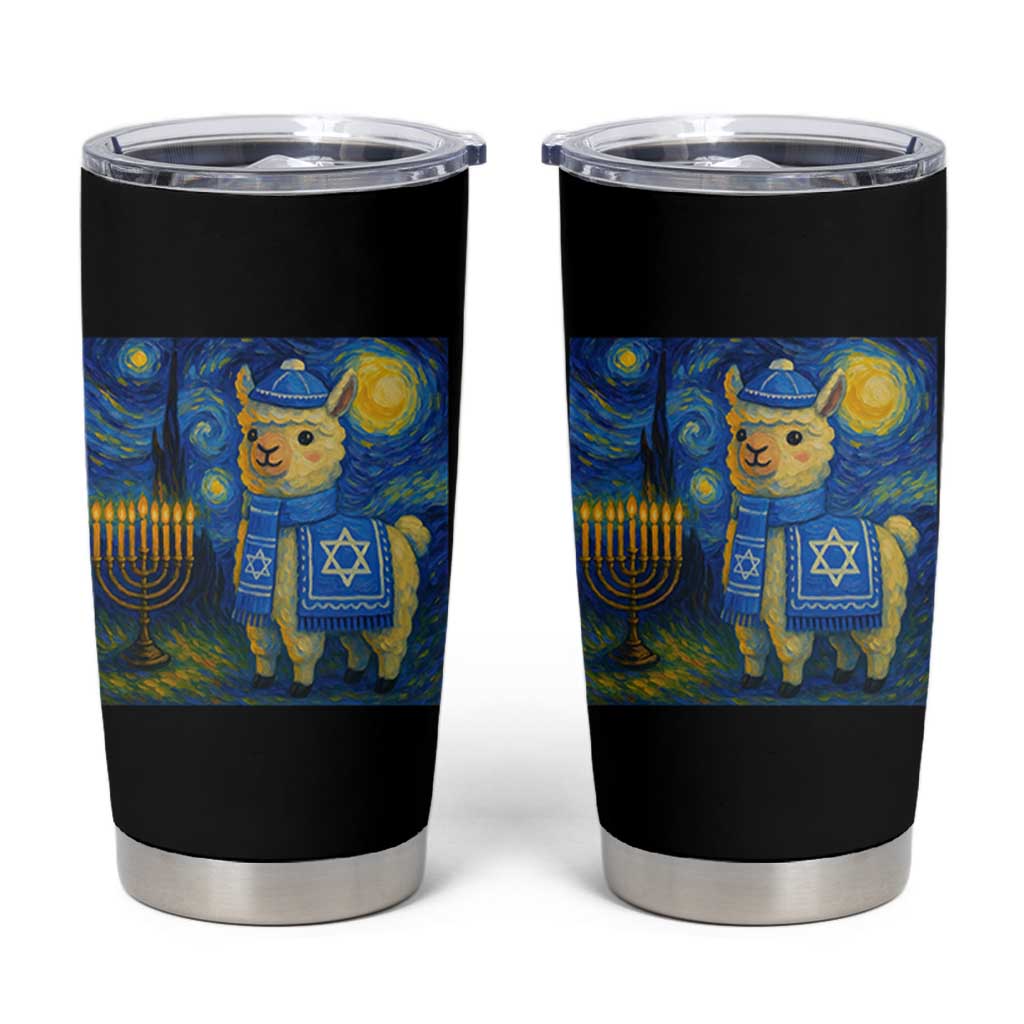 Starry Hanukkah Night Tumbler Cup Funny Llama Jewish Holiday Gift - Wonder Print Shop