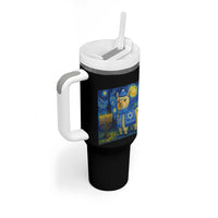 Starry Hanukkah Night Tumbler With Handle Funny Llama Jewish Holiday Gift - Wonder Print Shop
