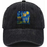 Starry Hanukkah Night Washed Cotton Baseball Cap Funny Llama Jewish Holiday Gift
