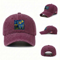 Starry Hanukkah Night Washed Cotton Baseball Cap Funny Llama Jewish Holiday Gift