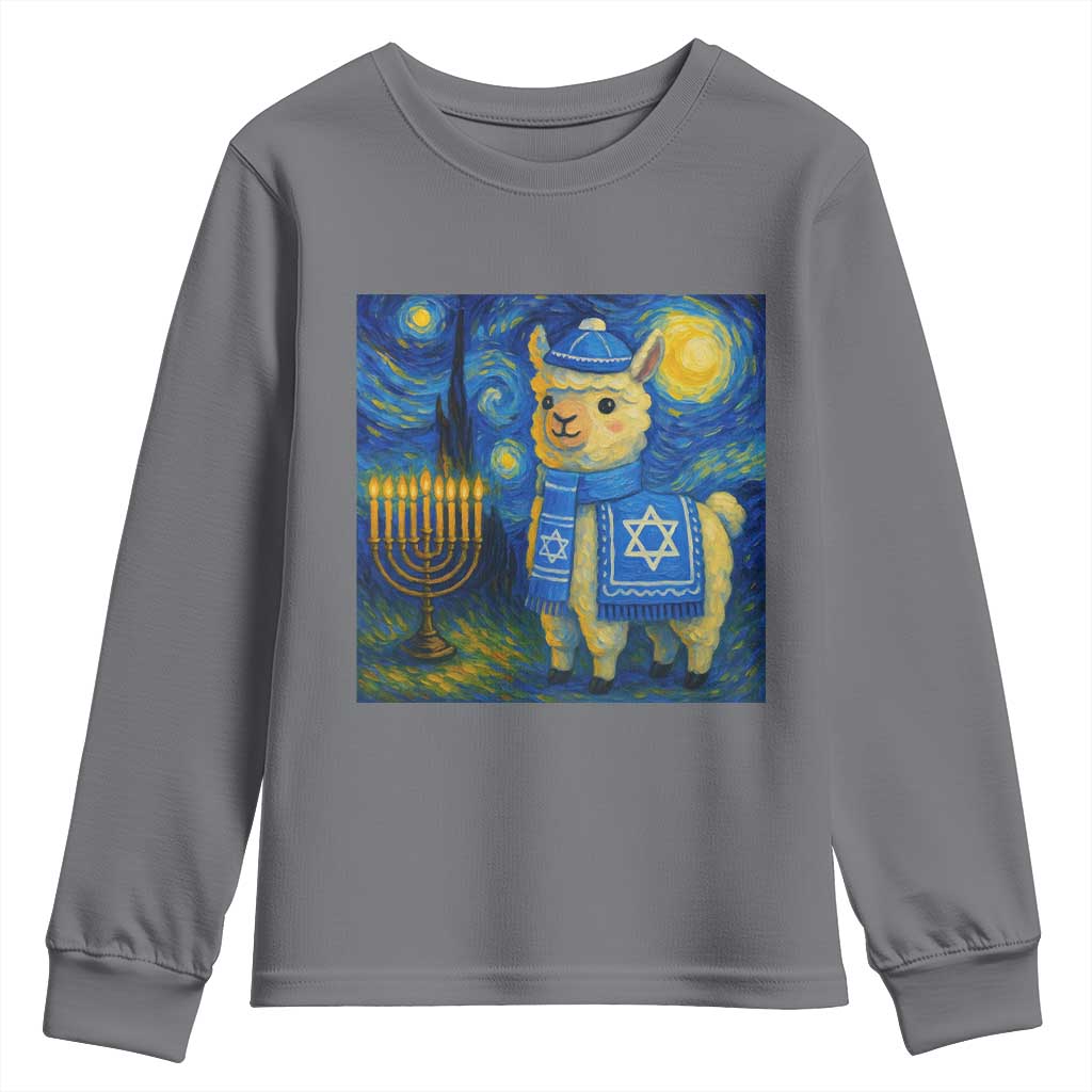Starry Hanukkah Night Youth Sweatshirt Funny Llama Jewish Holiday Gift - Wonder Print Shop