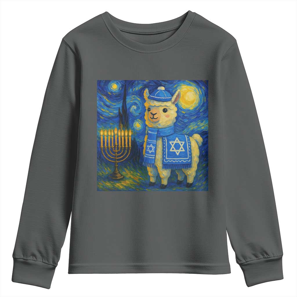 Starry Hanukkah Night Youth Sweatshirt Funny Llama Jewish Holiday Gift - Wonder Print Shop