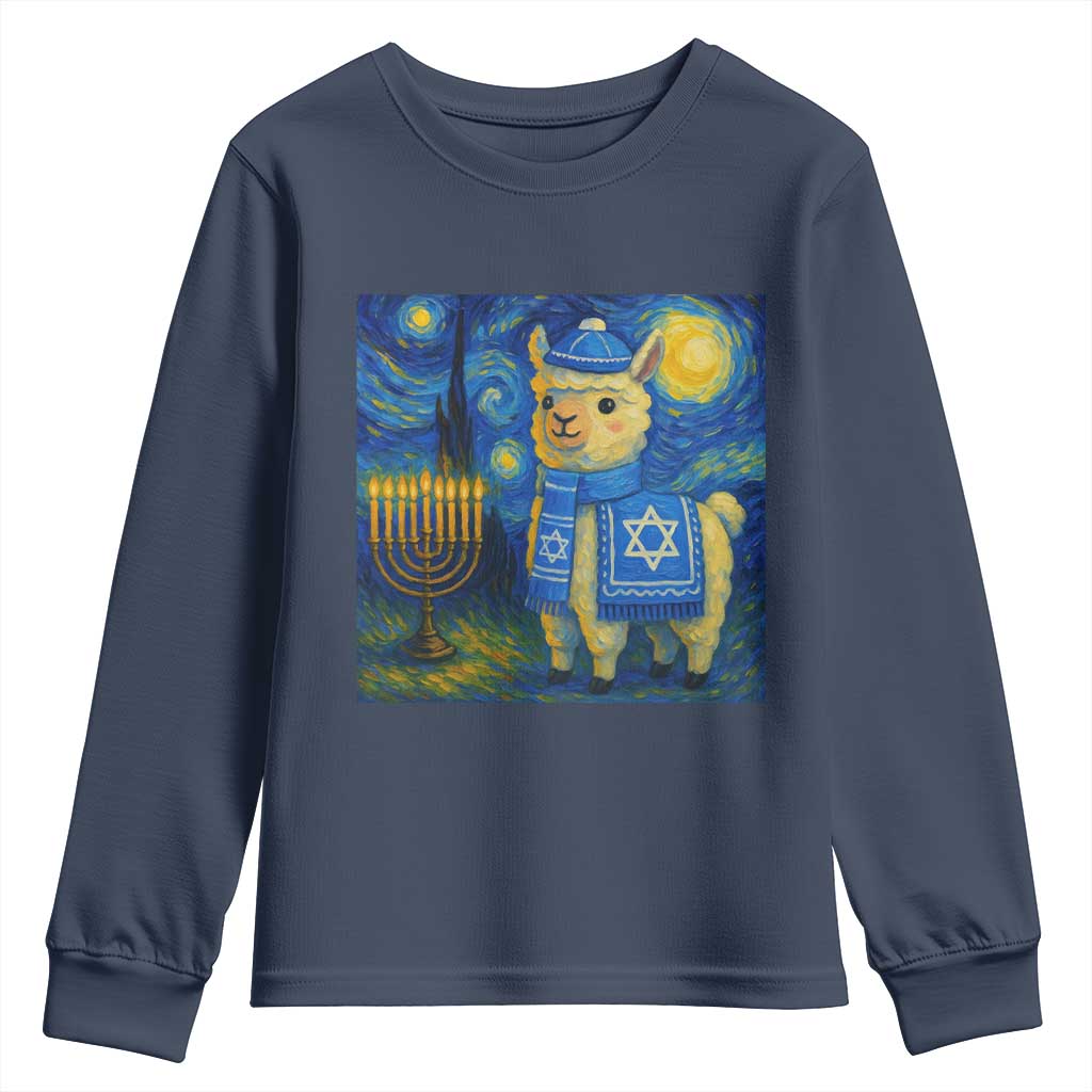 Starry Hanukkah Night Youth Sweatshirt Funny Llama Jewish Holiday Gift - Wonder Print Shop