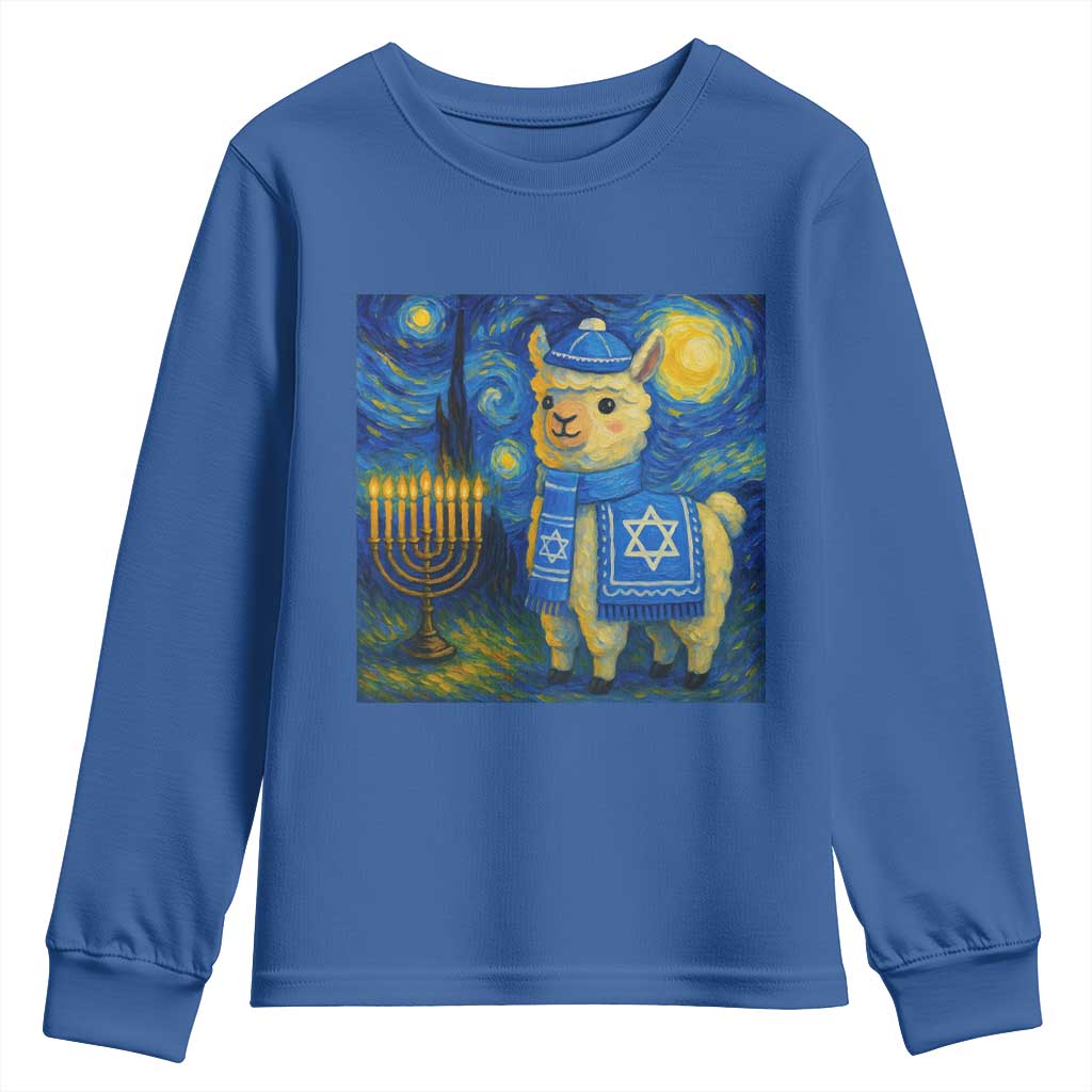Starry Hanukkah Night Youth Sweatshirt Funny Llama Jewish Holiday Gift - Wonder Print Shop