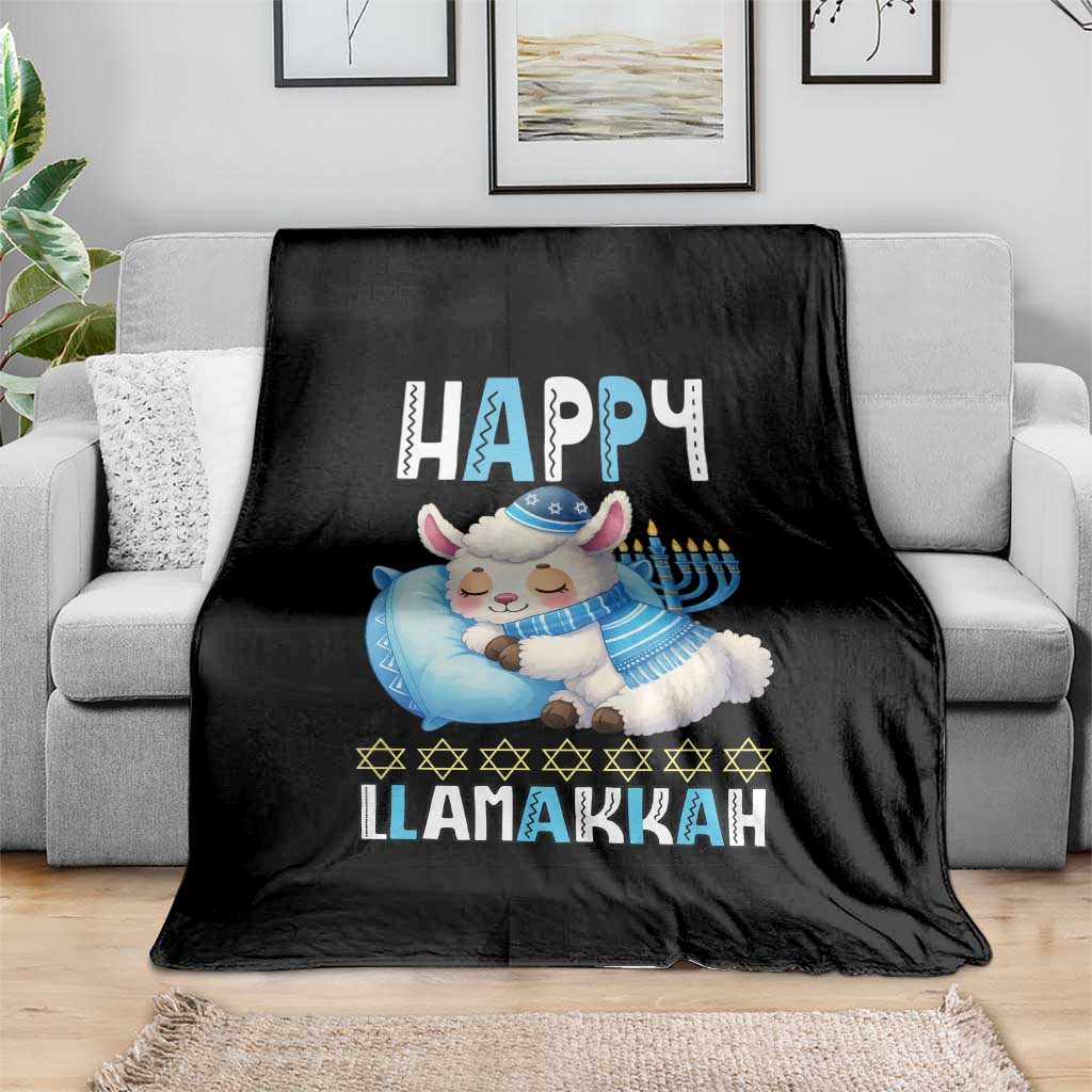 Funny Happy Llamakkah Throw Blanket Cute Llama Jewish Holiday Gift - Wonder Print Shop