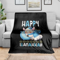 Funny Happy Llamakkah Throw Blanket Cute Llama Jewish Holiday Gift - Wonder Print Shop
