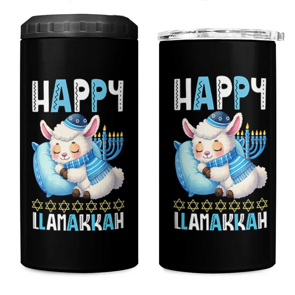 Funny Happy Llamakkah 4 in 1 Can Cooler Tumbler Cute Llama Jewish Holiday Gift - Wonder Print Shop
