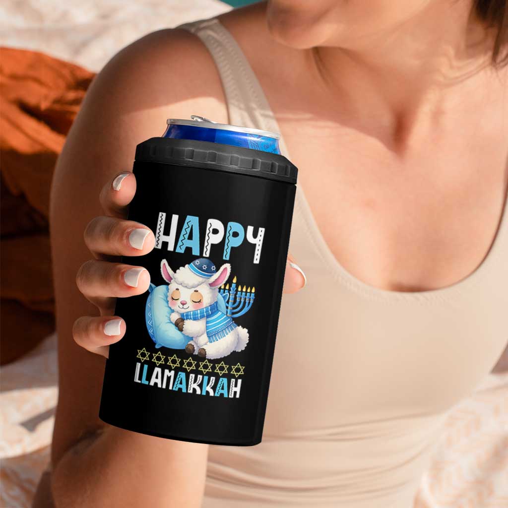 Funny Happy Llamakkah 4 in 1 Can Cooler Tumbler Cute Llama Jewish Holiday Gift - Wonder Print Shop