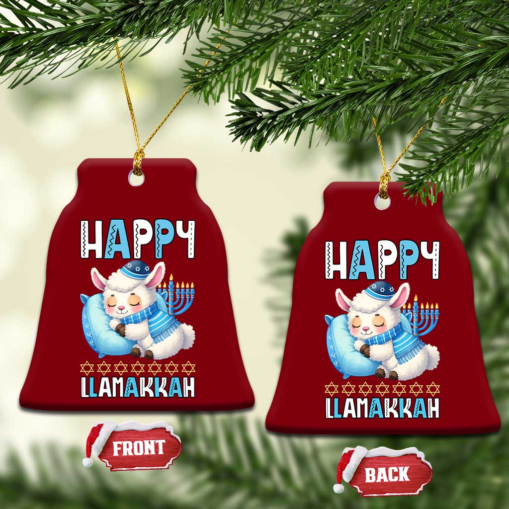 Funny Happy Llamakkah Ceramic Ornament Cute Llama Jewish Holiday Gift - Wonder Print Shop