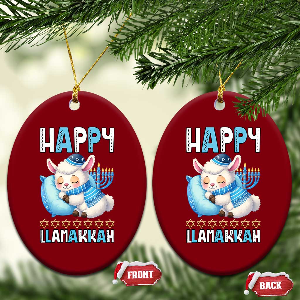 Funny Happy Llamakkah Ceramic Ornament Cute Llama Jewish Holiday Gift - Wonder Print Shop