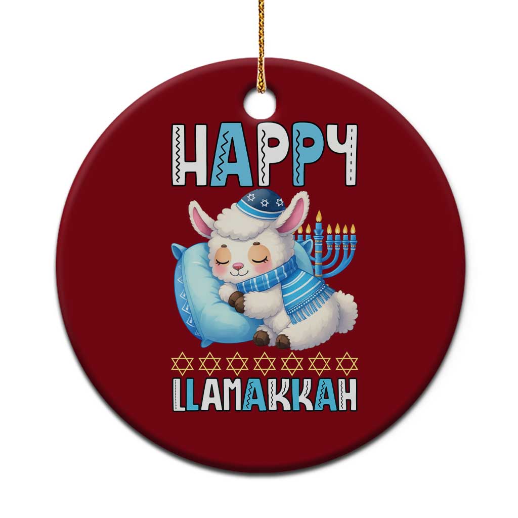 Funny Happy Llamakkah Ceramic Ornament Cute Llama Jewish Holiday Gift - Wonder Print Shop