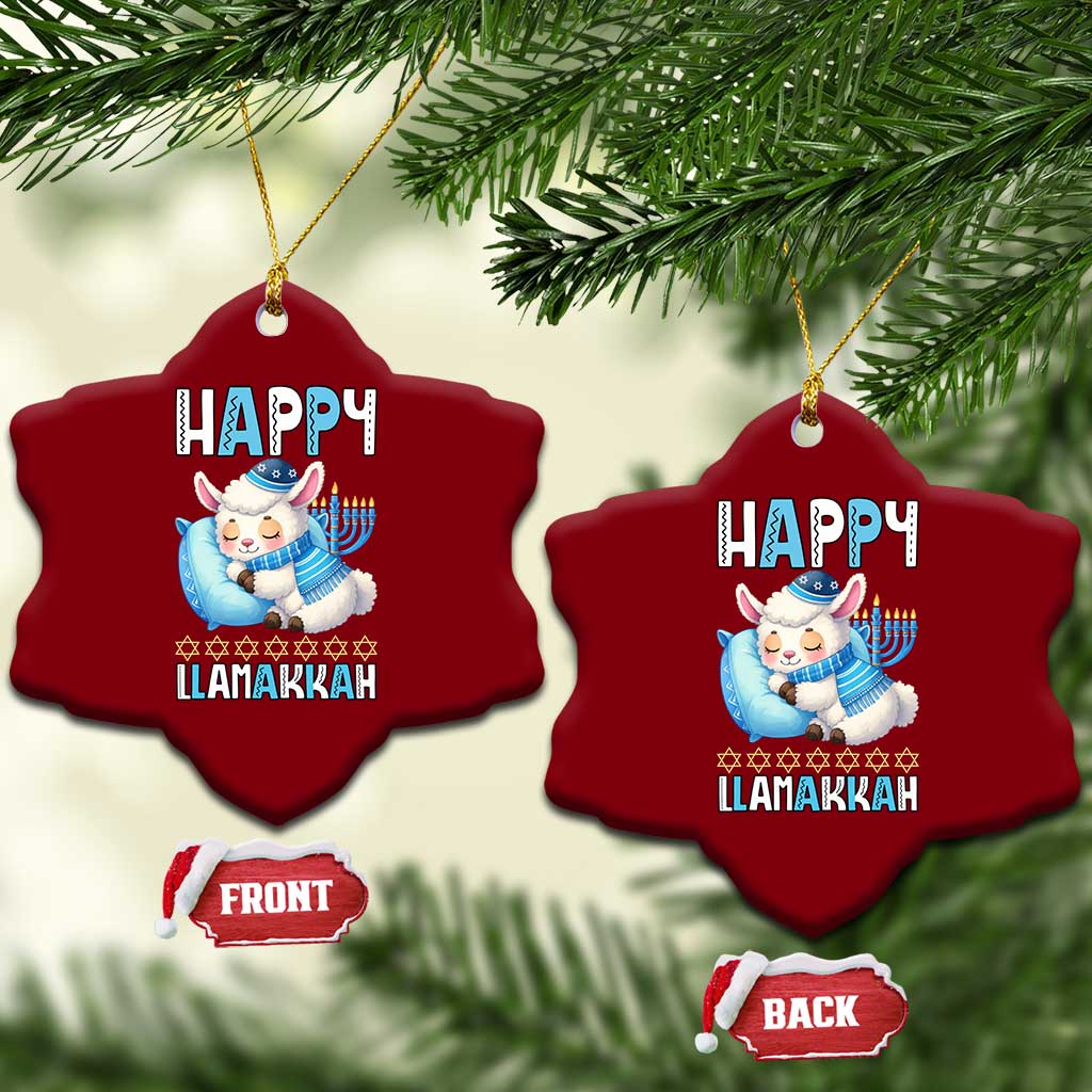Funny Happy Llamakkah Ceramic Ornament Cute Llama Jewish Holiday Gift - Wonder Print Shop