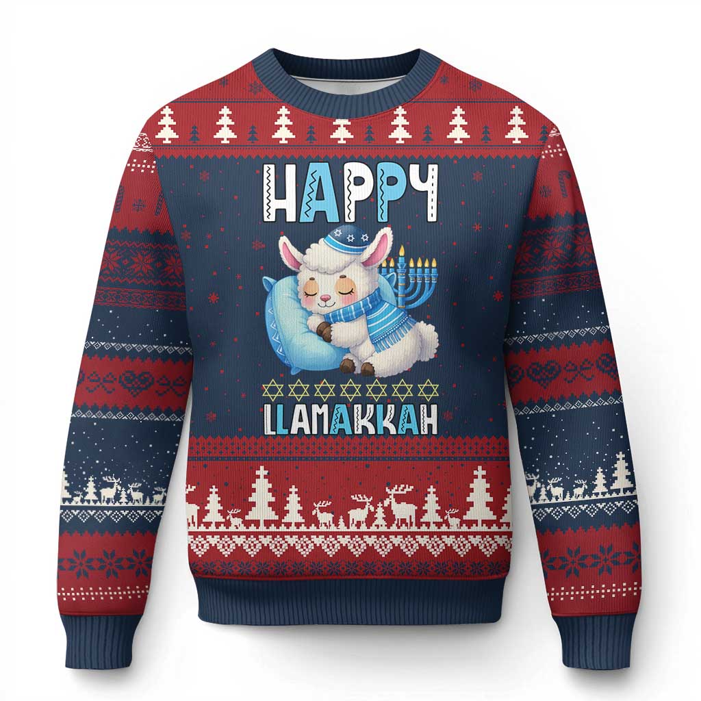 Funny Happy Llamakkah Ugly Christmas Sweater Cute Llama Jewish Holiday Gift - Wonder Print Shop