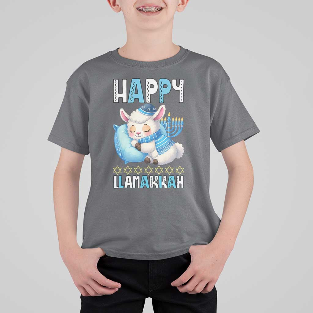 Funny Happy Llamakkah T Shirt For Kid Cute Llama Jewish Holiday Gift - Wonder Print Shop