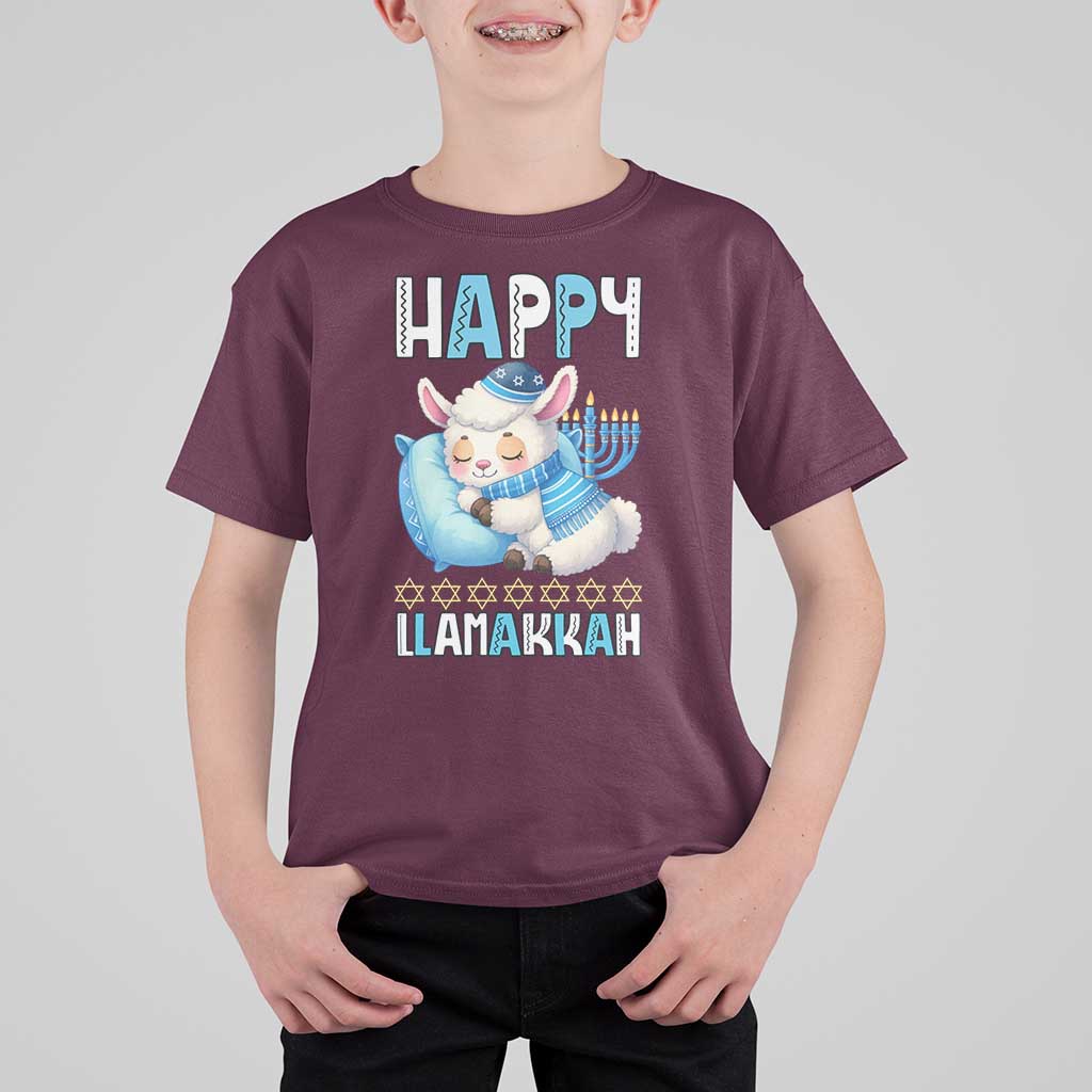 Funny Happy Llamakkah T Shirt For Kid Cute Llama Jewish Holiday Gift - Wonder Print Shop