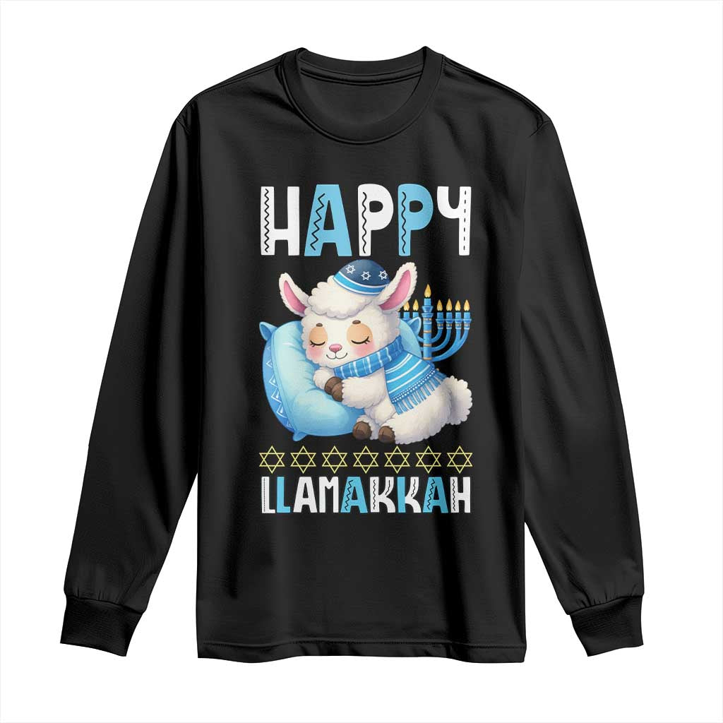 Funny Happy Llamakkah Long Sleeve Shirt Cute Llama Jewish Holiday Gift - Wonder Print Shop