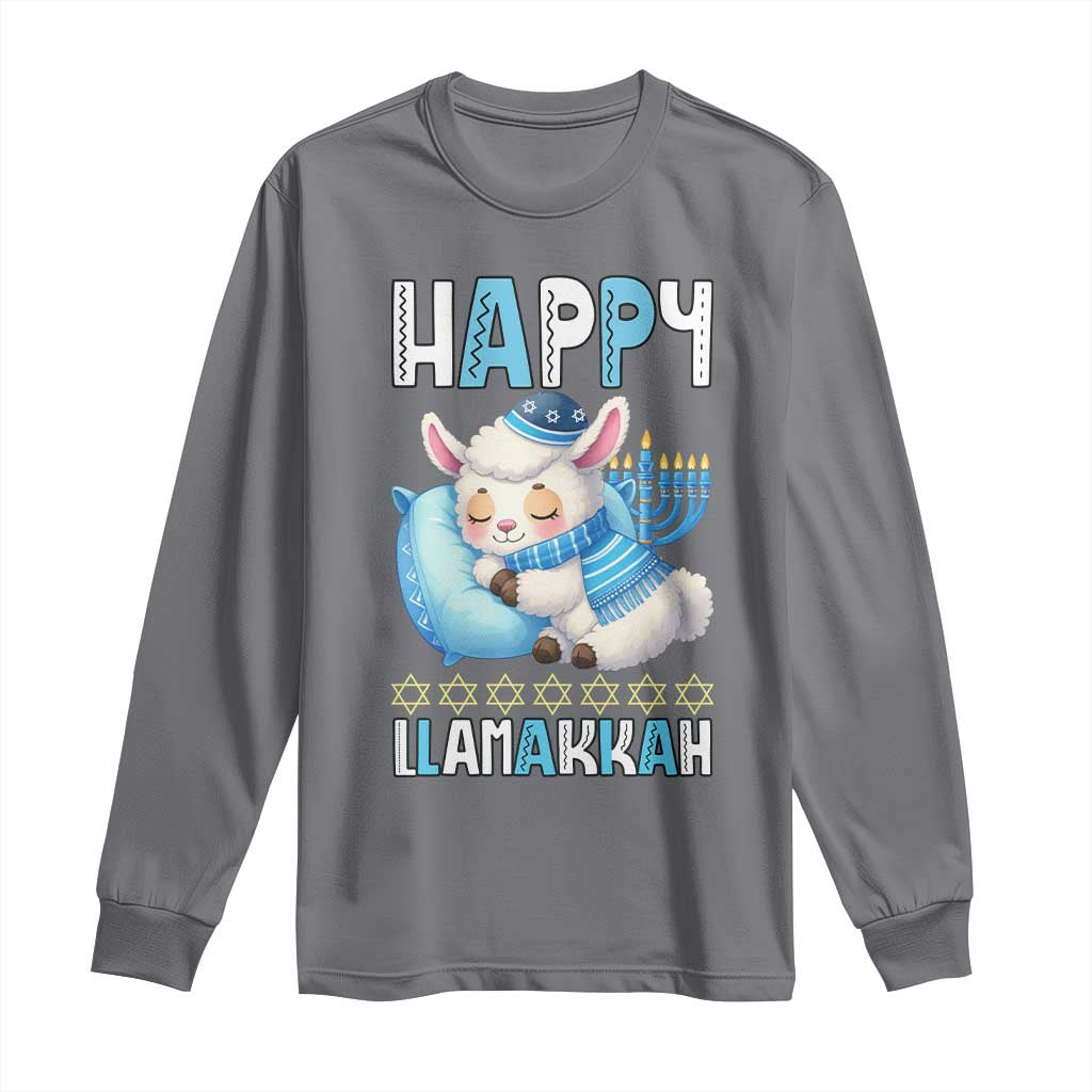 Funny Happy Llamakkah Long Sleeve Shirt Cute Llama Jewish Holiday Gift - Wonder Print Shop