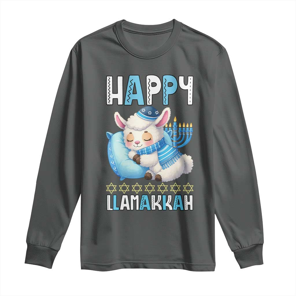 Funny Happy Llamakkah Long Sleeve Shirt Cute Llama Jewish Holiday Gift - Wonder Print Shop