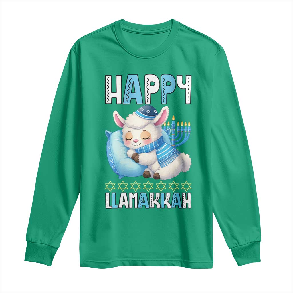 Funny Happy Llamakkah Long Sleeve Shirt Cute Llama Jewish Holiday Gift - Wonder Print Shop