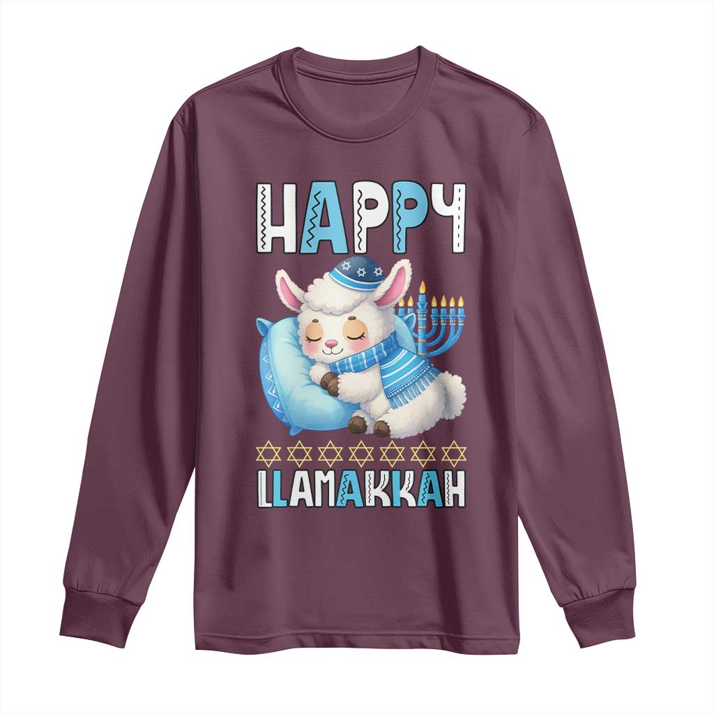 Funny Happy Llamakkah Long Sleeve Shirt Cute Llama Jewish Holiday Gift - Wonder Print Shop