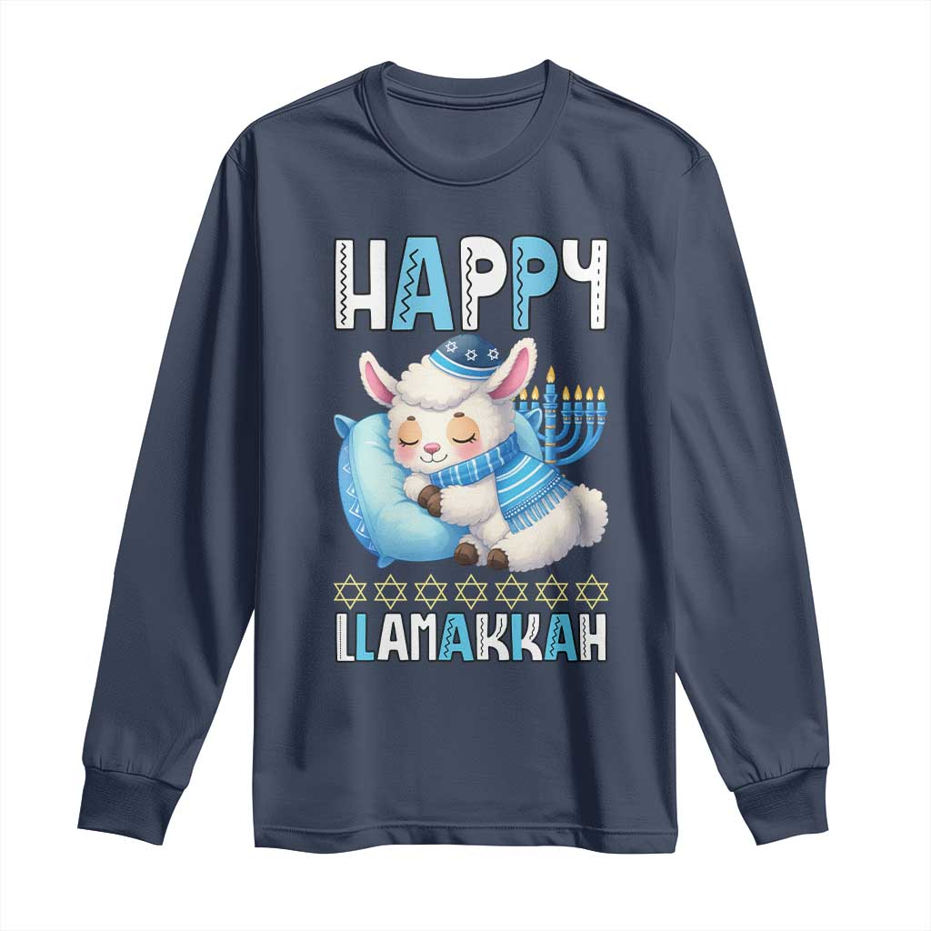Funny Happy Llamakkah Long Sleeve Shirt Cute Llama Jewish Holiday Gift - Wonder Print Shop