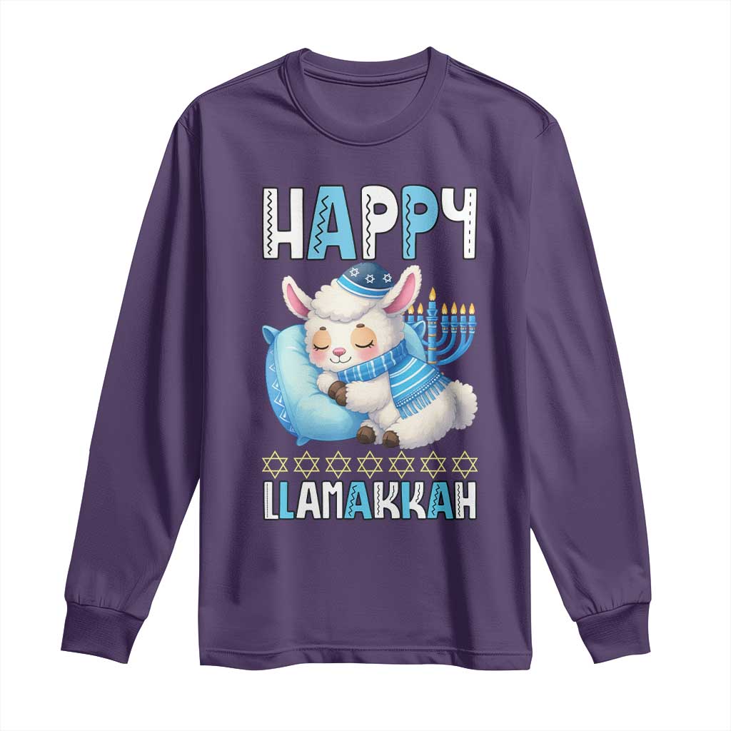 Funny Happy Llamakkah Long Sleeve Shirt Cute Llama Jewish Holiday Gift - Wonder Print Shop