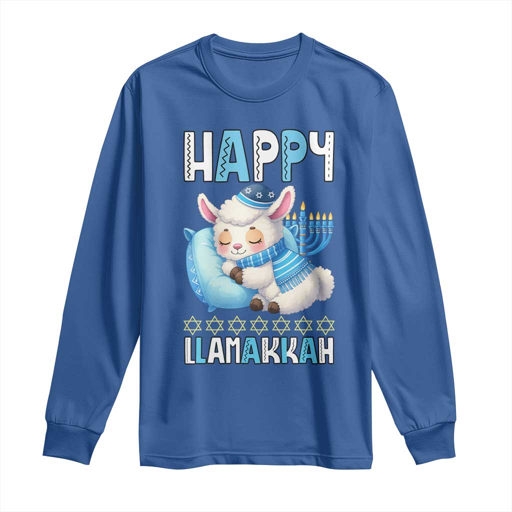 Funny Happy Llamakkah Long Sleeve Shirt Cute Llama Jewish Holiday Gift - Wonder Print Shop