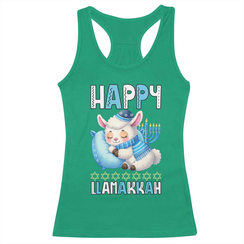 Funny Happy Llamakkah Racerback Tank Top Cute Llama Jewish Holiday Gift - Wonder Print Shop