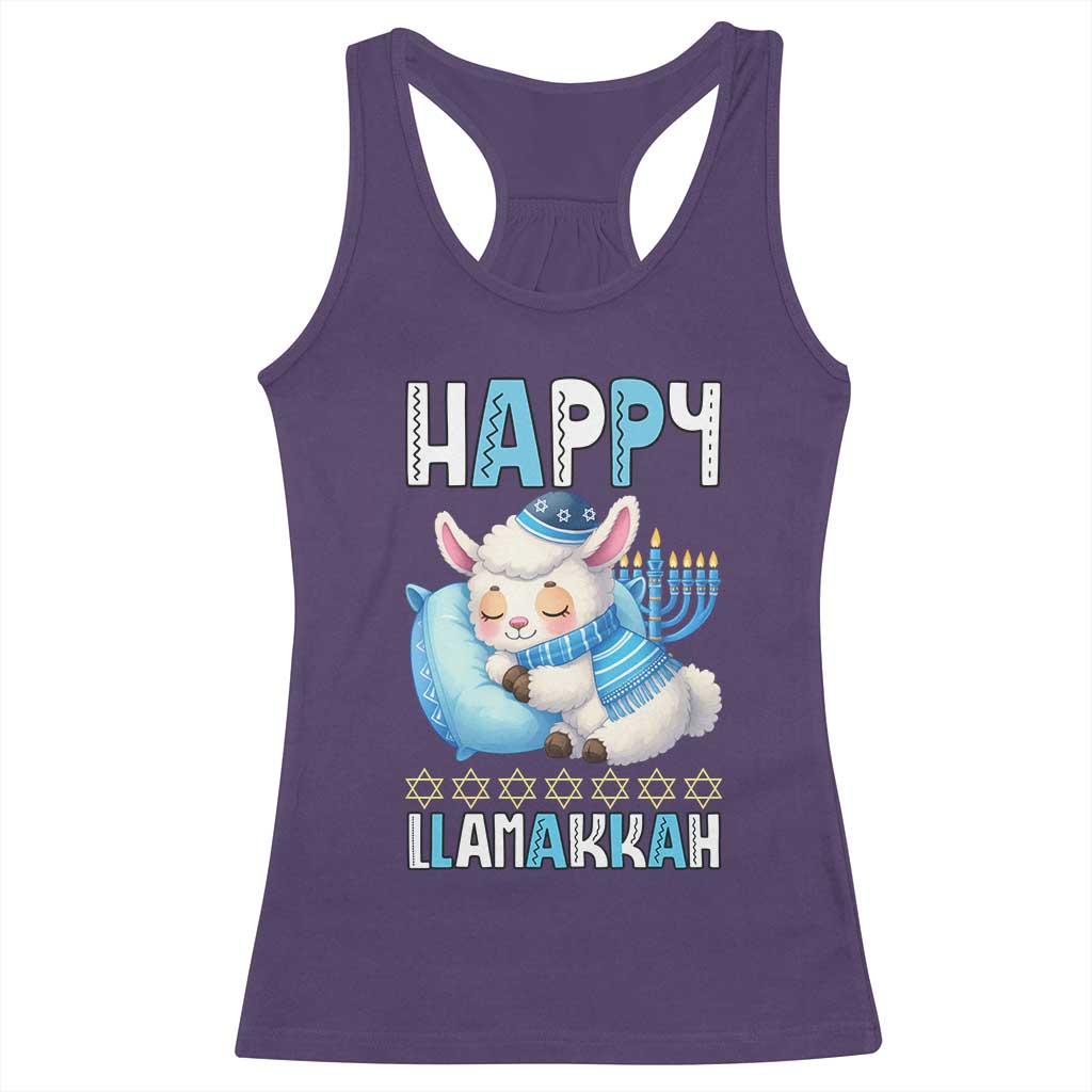 Funny Happy Llamakkah Racerback Tank Top Cute Llama Jewish Holiday Gift - Wonder Print Shop