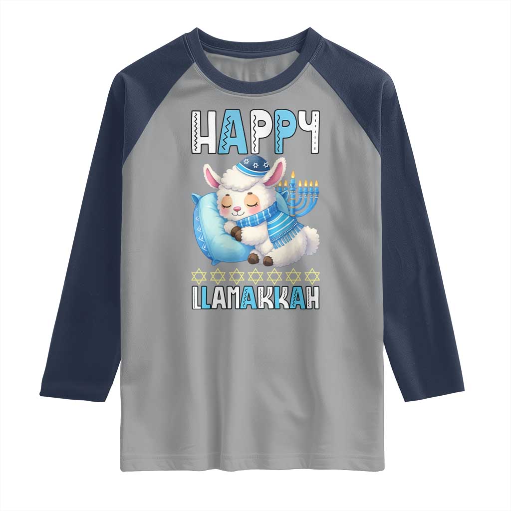 Funny Happy Llamakkah Raglan Shirt Cute Llama Jewish Holiday Gift - Wonder Print Shop
