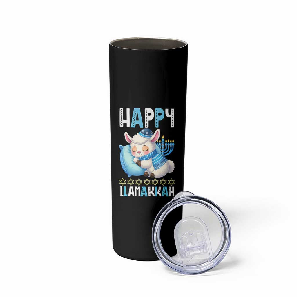 Funny Happy Llamakkah Skinny Tumbler Cute Llama Jewish Holiday Gift - Wonder Print Shop