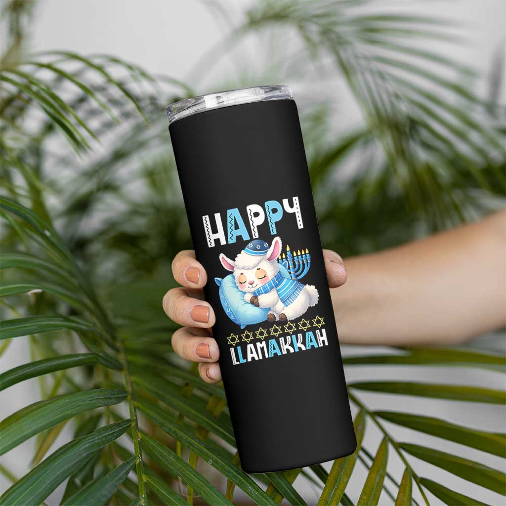 Funny Happy Llamakkah Skinny Tumbler Cute Llama Jewish Holiday Gift - Wonder Print Shop