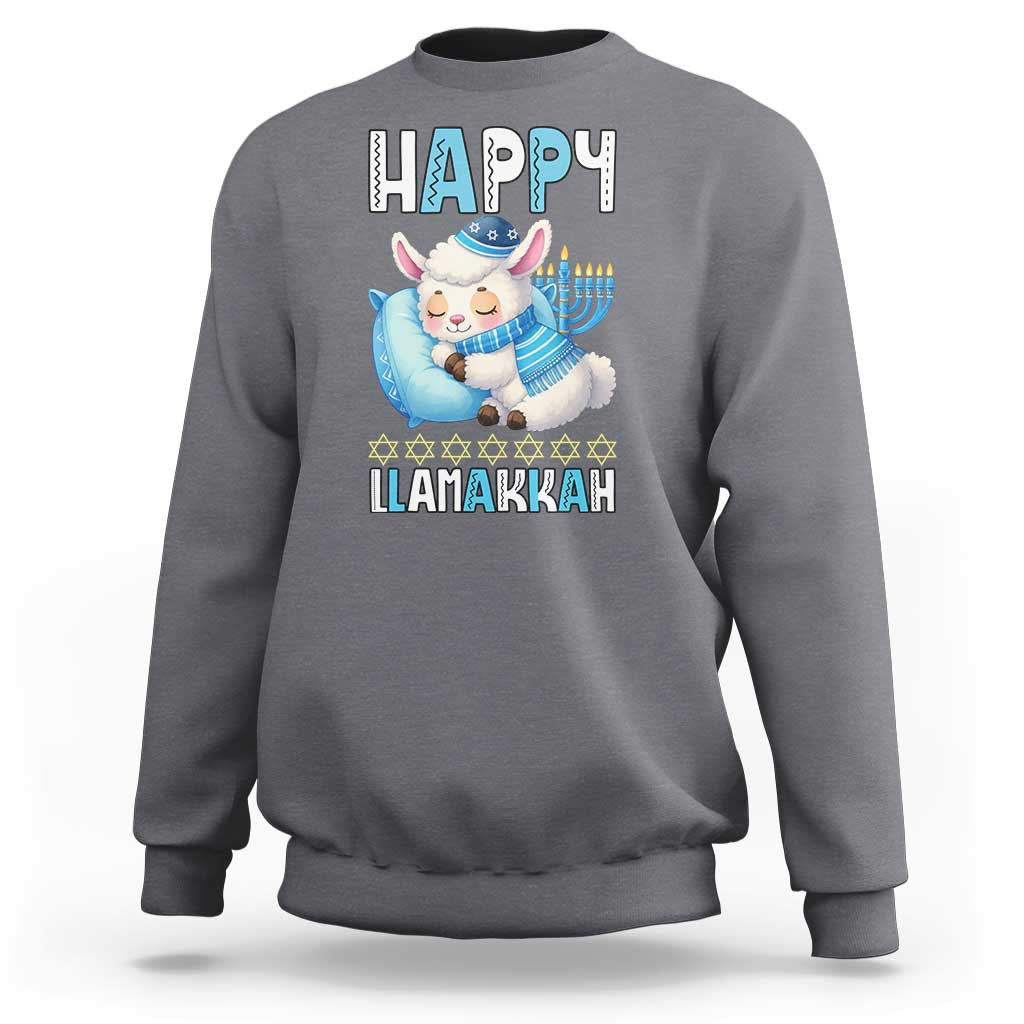 Funny Happy Llamakkah Sweatshirt Cute Llama Jewish Holiday Gift - Wonder Print Shop